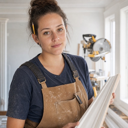 A finish carpenter doing precision interior trim work